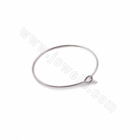 Brass Hoop Earring Findings Circle White Gold Plated Diameter 30mm 50pcs/Pack