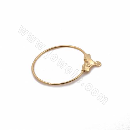 Inserti per orecchini in ottone, cerchio, placcati in oro vero, diametro 20 mm, foro 1 mm, 50 pezzi/confezione