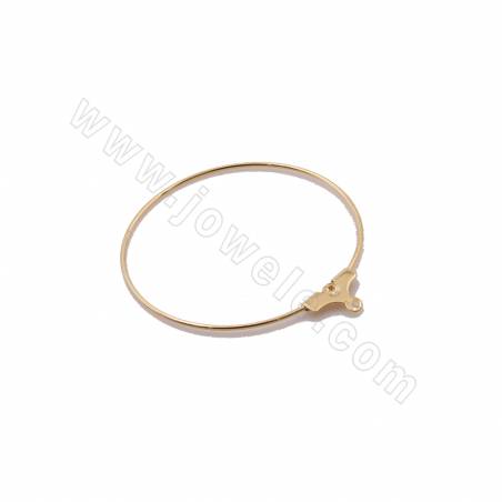 Brass Hoop Earring Findings Circle  Real Gold Plated Diameter 35mm Hole 1.2mm 50pcs/Pack