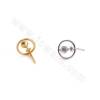 CZ 925 Sterling Silver Stud Earring Findings, For Half-Drilled Beads, Circle, Size 9mm, Pin 0.7mm, Tray 3.8mm, 8pcs/pack