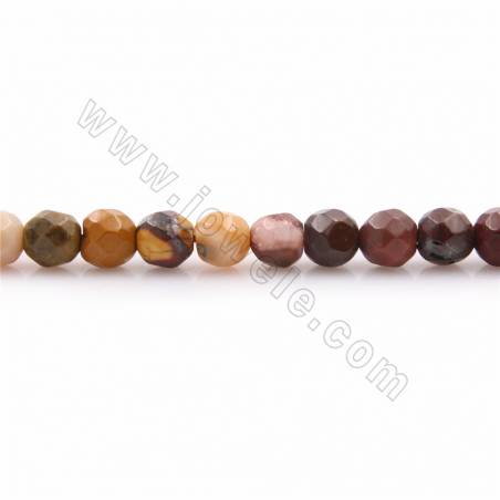 Natürliche Mookait Perlen Stränge, facettierte Runde, Durchmesser 3 mm, Loch 0,7mm, Länge 15 ~ 16 "/ Strang