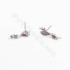 CZ 925 Sterling Silver Dangle Earring Findings, for Half-drilled Beads, Size 19x6mm, Pin 0.5mm, Tray 3.2mm, 4pcs/pack