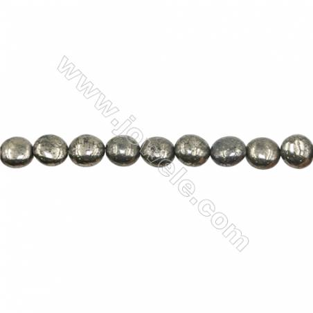 Natural Pyrite Beads Strand  Flat Round   Diameter 10mm  Hole 1mm  about 40 beads/strand 15~16"