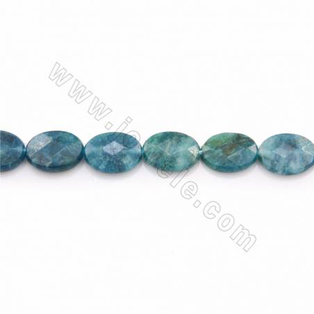 Dyed Apatite Beads Strand Faceted Flat Oval Size 10x14mm Hole 1mm 15~16"/Strand