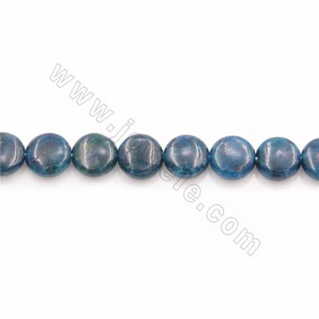 Rouleaux de perles d'apatite teintée, rond plat, diamètre 10mm,  trou 1mm, 15~16"/rangée