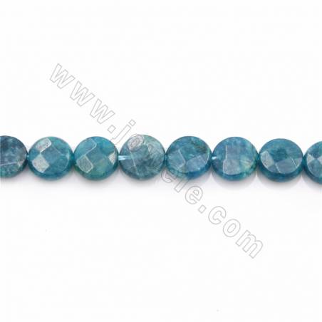 Dyed Apatite Beads Strand Faceted Flat Round Diameter 10mm Hole 0.7mm 15~16"/Strand