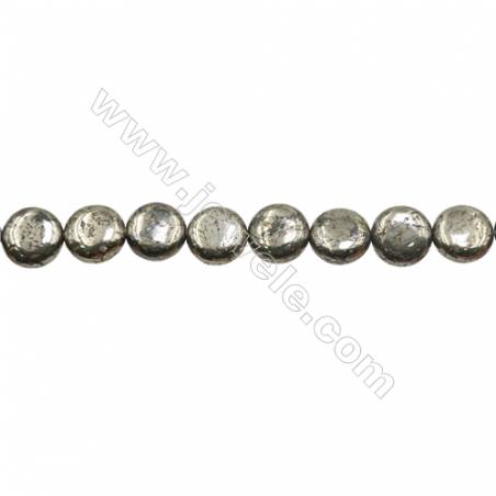 Natural Pyrite Beads Strand  Flat Round   Diameter 12mm  Hole 1mm  about 33 beads/strand 15~16"