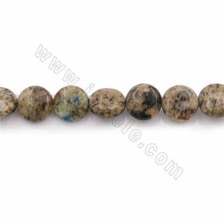 Natural K2 Jasper Beads Strand Flat Round Diameter 11mm Thickness 5mm Hole 0.7mm 15~16"/Strand