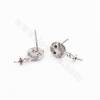 CZ 925 Sterling Silver Dangle Earring Findings, for Half-drilled Beads, Size 14x6mm, Pin 0.5mm, Tray 3.4mm, 6pcs/pack