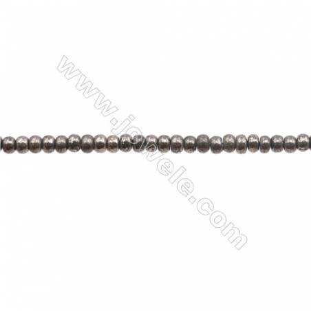 黃銅礦算盤珠形串珠 尺寸 3x4毫米 孔徑 約0.6毫米 約135個珠子/條 15~16"