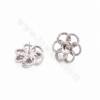 CZ 925 Sterling Silver Stud Earring Findings, for Half-drilled Beads, Flower, Size 21x19mm, Pin 0.7mm, Tray 0.8mm, 2pcs/pack