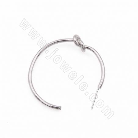 Brass Knotted Hoop Earrings With 925 Sterling Silver Pin Size 2x42mm Gold/White Gold Plated 10pcs/Pack