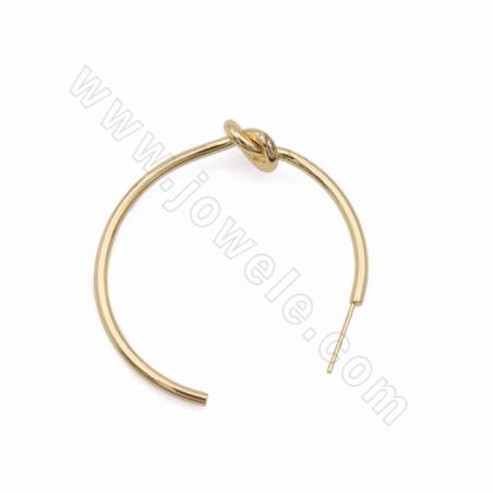 銅製品耳鉤配件 耳針925銀 打結環 尺寸2x42毫米 10個/包 銅鍍真白金 真金