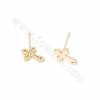 Brass Cross Stud Earrings Gold Plated Size 9x10mm Pin 0.7mm 20pcs/Pack