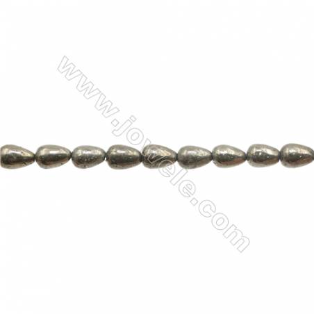 Natural Pyrite Beads Strand  Teardrop   Size 6x9mm  Hole 0.8mm  about 38 beads/strand 15~16"