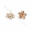 Brass Flower Stud Earring Findings Champagne Gold Plated Size 17x17mm Pin 0.7mm Hole 0.6mm 20pcs/Pack