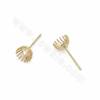 Brass Stud Earring Setting For Half-drilled Beads Champagne Gold Plated Size 6x6mm Pin 0.6mm Tray 3mm 200pcs/Pack