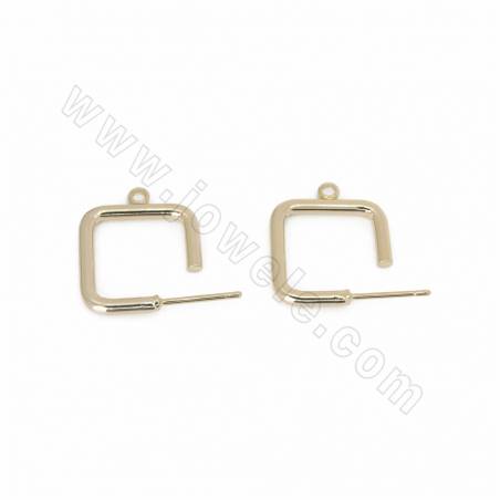 Brass Stud Earring Findings Gold Plated Size 16x19mm Pin 0.7mm Hole 1.5mm 20pcs/Pack