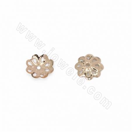 Brass Flower Bead Caps Champagne Gold Plated Size 6x6mm Hole 0.7mm 50pcs/Pack