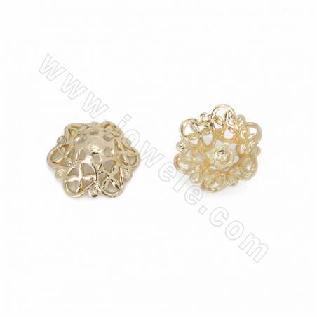 Brass Flower Beads Caps Real Gold /White Gold Plated Size 12x12mm 50pcs/Pack