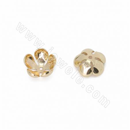 Brass Flower Bead Caps Champagne Gold Plated Size 13x13mm Hole 1.5mm 50pcs/Pack