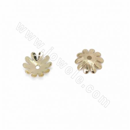 Латунные колпачки для бусин, цветок, золото шампанского, размер 10x10 мм, отверстие 1 мм, 50 шт/упак