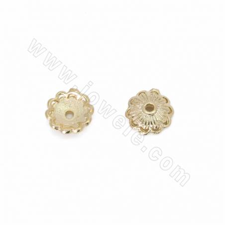 Tappi per perline in ottone, oro champagne, dimensioni 8x8 mm, foro 0,8 mm, 50 pezzi/confezione