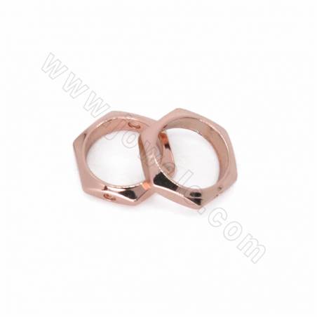 銅製品連接圈 六邊形 銅鍍玫瑰金 尺寸8x9毫米 孔徑0.6毫米 50個/包