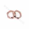 Brass Hexagon Connector Charms Linking Ring  Rose Gold Plated Size 8x9mm Hole 0.6mm 50pcs/Pack
