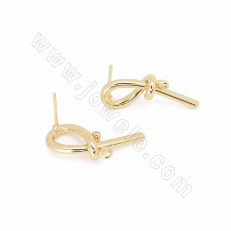 Brass Tie Stud Earring Findings Gold Plated Size 23x9mm Hole 1.5mm Pin 0.7mm 20pcs/Pack