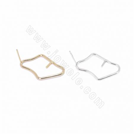 Brass Stud Earring Findings With 925 Silver Pin Size 25x15mm Pin for Half-drilled Beads 0.9mm 10pcs/Pack