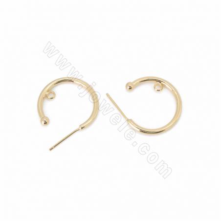 銅制品耳針配件 925银耳针 銅鍍真金 尺寸20x1.5毫米  針粗0.6毫米 孔徑1.6毫米 20個/包