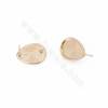 Alloy Teardrop Stud Earring Findings Champagne Gold Plated Size 21x16mm Pin 0.7mm Hole 2mm 20pcs/Pack