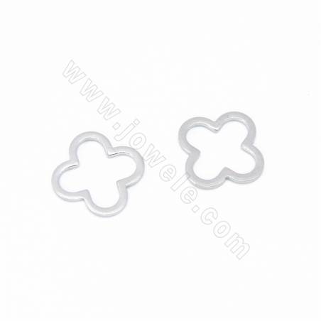 Brass Clover Charms Linking Ring  White Gold Plated Size 15x12mm 30pcs/Pack