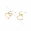 Brass Heart Shape Stud Earring Findings With 925 Silver Pin Real Gold Plated Size 16x13mm Pin 0.7mm 20pcs/Pack