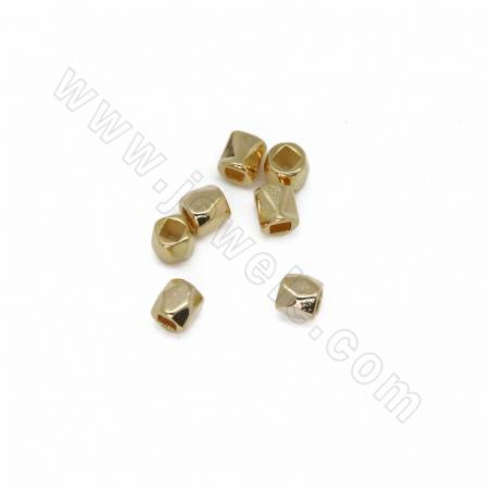 Brass Spacer Beads Faceted Square Real Gold Plated Size 3x3mm Hole 1.5mm 100pcs/Pack