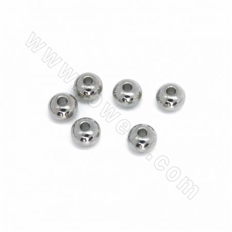 Messing Spacer Perlen, Mini Perlen, Abacus, Weißgold plattiert, Durchmesser 5 mm, Dicke 4 mm, Loch 1,5 mm, 50 Stück / Pack
