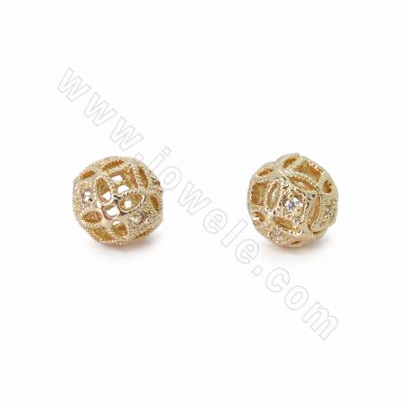 銅製品珠子 圓形 銅鍍香檳金 直徑8毫米 孔徑1.5毫米 20個/包