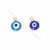 Evil Eye Lampword Charms Pendants With Gold Plated Brass Setting Size 12x8mm Hole 0.8mm 50pcs/Pack