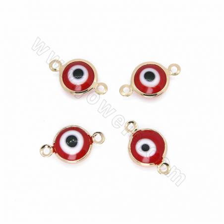 Brass Gold Plated  Evil Eye Charms Connectors Size 15x9mm Hole 0.8mm 50pcs/Pack
