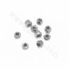 Perles d'écartement en laiton, mini perles, hexagone à facettes, plaqué or blanc, taille 2x3mm, trou 0.7mm, 100pcs/pack