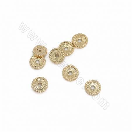 Perles d'espacement en laiton, Donut, Champagne doré, taille 8x7mm, trou 1.5mm, 50pcs/pack