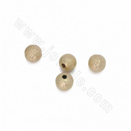 Brass Matte Spacer Beads Round Real Gold Plated Size 8mm Hole 1.5mm 100pcs/Pack