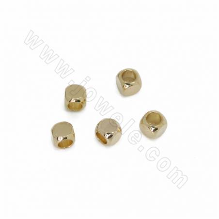 Brass Cube Spacer Beads Real Gold Plated Size 4x4mm Hole 2mm 50pcs/Pack