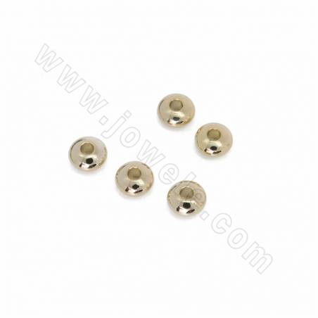 Perles d'écartement en laiton, boulier, plaqué or véritable, diamètre 6 mm, épaisseur 3 mm, trou 1,5 mm, 100 pièces par paquet