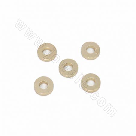 Entretoises pour perles en laiton, plates et rondes, plaquées or véritable, diamètre 5 mm, épaisseur 1 mm, trou 2 mm, 100 pièces