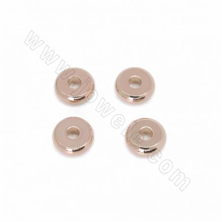 Entretoises pour perles en laiton, Donut, plaqué or rose, diamètre 8mm, épaisseur 3mm, trou 2mm, 50pcs/pack