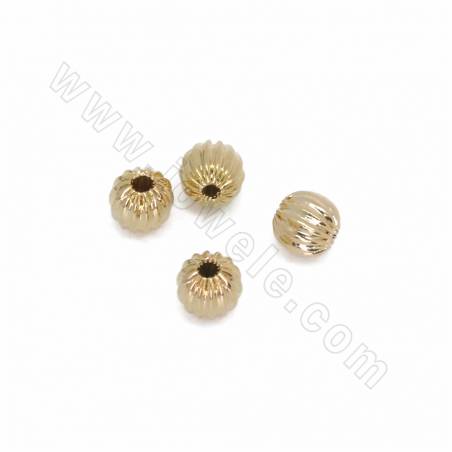 Perles d'écartement en laiton, citrouille, plaqué or véritable, taille 5x5mm, trou 0,7mm, 100pcs/pack