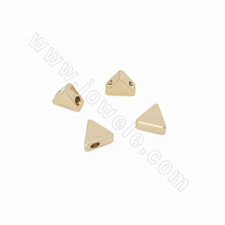 真鍮スペーサービーズ、三角形、本物の金メッキ、サイズ6x5mm、穴1.5mm、50個/パック