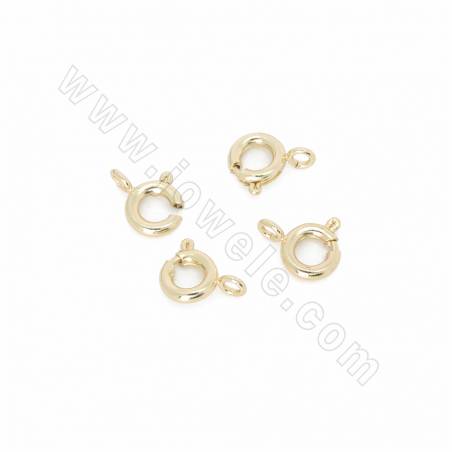 Cierres de anillo de resorte de latón (Chapado en oro) Tamaño9x7mm Agujero1.5mm 50unidades/paquete